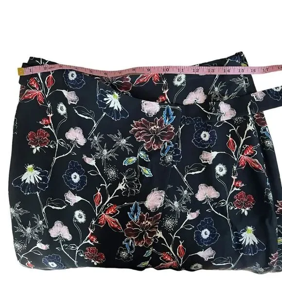 ALC Daniel’s Floral 100% Silk Wrap Belted Midi Skirt Size 6 - Picture 8 of 11